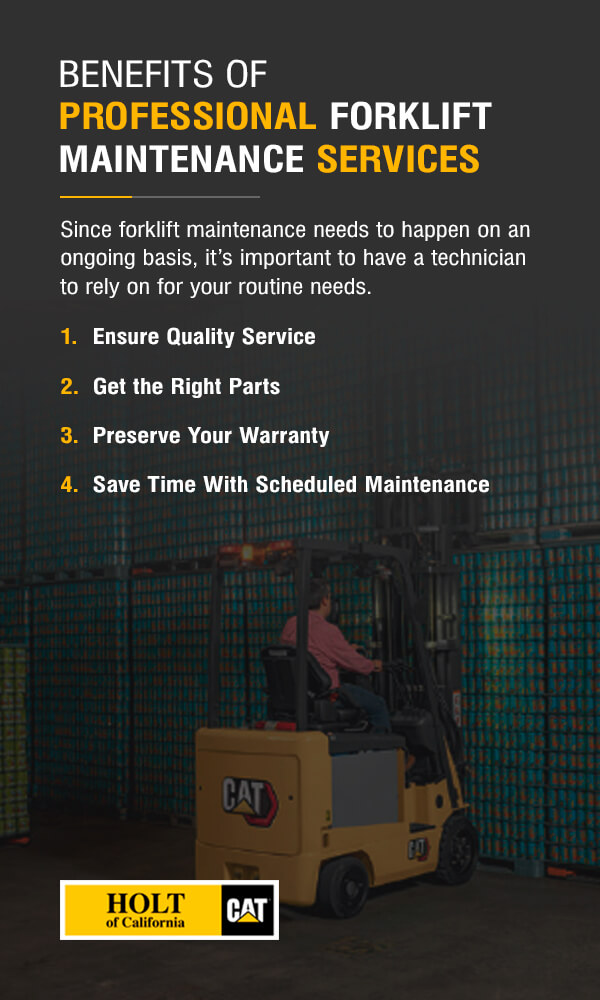 Benefits of Professional Forklift Maintenance Services - Since forklift maintenance needs to happen on an ongoing basis, it's important to have a technician to rely on for your routine needs. 